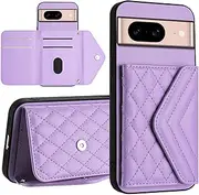 Case Compatible with Google Pixel 8A Wallet Cover [PU Leather + Shell + Card Slot] Magnetic Clasp Kickstand Purple