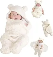 AnnuoYi Kids Baby Swaddle, Baby Sleeping Bag, Cute Bear Natural Swaddle Blanket Wrap, Newborn Essentials Softness Plush Baby Sleeping Receiving Blanket for Babies 6-12 Months