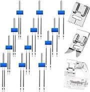 15 Pieces Double Needle Sewing Kit for Sewing Machines, Double Sewing Needles for Machines, Twin Needles for Sewing Machines with 3 Piece Presser Foot for Household Sewing Machine Accessories