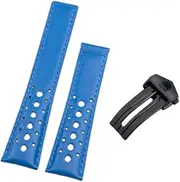 [London Craftwork] Cow Leather Strap compatible with Tag Heuer Watches 22mm Blue Red
