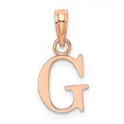 14K Rose Gold Polished Block Letter G Initial Pendant