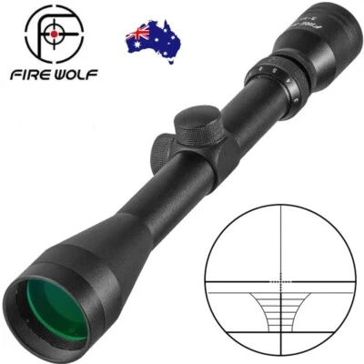 FIRE WOLF 3-9 x 40 ADJUSTABLE RIFLE SCOPE + SCOPE RINGS!