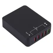 Q8118 1 Quick Charge 3.0 + 4 Smart Identification Usb + 1 Usb-C / Type-C 3.1 Desktop Usb Charger
