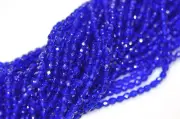 100 COBALT FIRE POLISHED FACETED ROUND GLASS BEADS 3MM