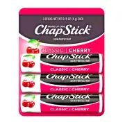 ChapStick Classic Cherry Lip Balm Tubes for Lip Care - 0.15 Oz (Pack of 3)