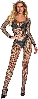 [Czizitong] Mesh Fishnet Lingerie Thigh High Stockings Teddy Bodysuit Lace Babydoll Sexy Lingerie for Women