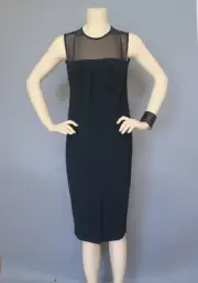 **Max Mara Pianoforte Black Midi Mesh Dress Size 2 ( XS) MSRP $ 1,350 Italy