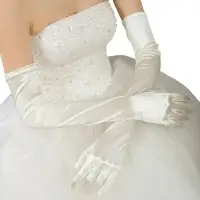 在飛比找Yahoo奇摩拍賣-7-11運費0元優惠優惠-婚紗手套加長款新娘冬緞面有指新娘手套結婚手套白色黑色紅色手套