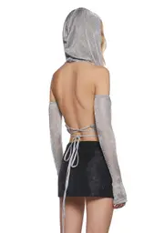 [DARKER WAVS] Ambient Hoodie Backless Top With Gloves