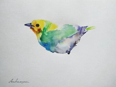 Tanger, Birds, Watercolor artwork, Handmade, Original painting on paper