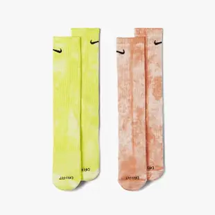 【NIKE 耐吉】襪子 中筒襪 Nike Everyday Plus 紮染 渲染 緩震 運動襪 長襪 兩雙一組 黃橘(DM3407-904)