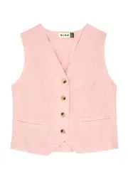 Rixo Norah Linen-blend Waistcoat - Pink - 14 (UK14 / L) 14 (UK14 / L)