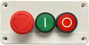 KAVJU Start Stop NC Emergency Stop NO Red Green Control Electric Circuit 600V 10A OFF-ON-OFF Flat Push Button Switch(Symbol)