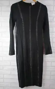 Misha Collection womens bodycon dress octavia bnwt 6 black nude lining