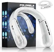 ChillGo Portable Neck Fan - 8400 RPM Enlarged Turbo Airflow - 5200mAh Personal Rechargeable Cooling Wearable Fan - Max 16H, 4 Speeds, Foldable, LED Display - Great Gifts for Men Women - 2nd Gen White