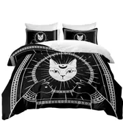 Black and White Egyptian Cat God Quilt Cover