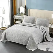 [WANWEN] King Size Bedspread 100% Cotton Embossed Double Throws Coverlets Comforter Quilted Bedspread Blanket with 2 Pillowcase Large Home Decor 3 Piece,B,224 * 234cm Little Surprise