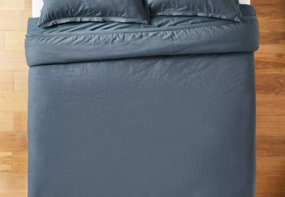 Studio McGee California King Duvet Cover Raw Edge Hemstitch Slub 98"x100" Cotton