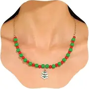 [Aluinn] Christmas Tree Necklace String of Beads Necklace Gold Necklace Chain for Women and Teen Girls, Zinc, Rhinestone