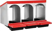 3 Compartment Nesting Box Chicken Hen Roll Away Laying Nest Boxes Chook Brooder Poultry Coop Roost Egg Perch Galvanised Steel Plastic with Lid Vents