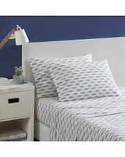 Nautica Woodblock Fish Cotton Percale Sheet Set