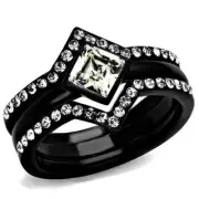 Wedding Rings for Women Engagement Cubic Zirconia Promise Ring Set for Her in Bl
