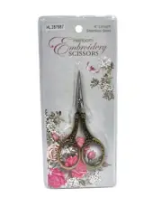 Gold Round Handle Heirloom 4 Inch Embroidery Scissors