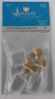 Jewelry Shoppe Nickel Free Glass Bottle With Cork 14 x 33 MM New Rectangle