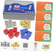SUPVOX 1Set Interactive Spelling Game Word Race Cube Game with Flash Cards Educational Phonics Game Alphabet Matching Letter Cubes for Fun Literacy for Home School