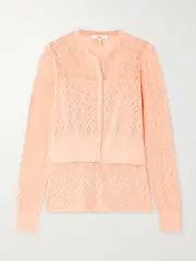 [Chloé] Chloé - Pointelle-knit Cotton Tank And Cardigan Set - Orange - large large Orange