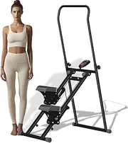 Stair Stepper for Home Exercise, Full Body Workout Vertical Climber with Time/Calories/Speed Smart Meter, Foldable Stair Climber Exercise Machine, Adjustable Handlebar & Pedals, 300Lbs Loading Black