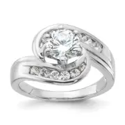Sterling Silver Rhodium-plated Polished Cubic Zirconia Bypass Ring Size 6