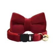 ANYWAGS Cat Collar Burgandy Bow Large with Safety Buckle, Bell, and Durable Strap Stylish and Comfortable Pet Accessory