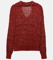 [Loro Piana] Loro Piana Shikotsu silk polo sweater AU 12 red