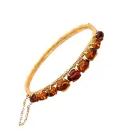 Vintage 14k Yellow Gold Amber Bangle Bracelet
