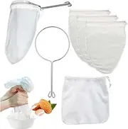 5 PC Reusable Nut Milk Bags Cheese Cloths for Straining, Ultra Extra Fine Mesh Jelly Juice Honey Food Sieve Strainer for Juicing, Coffee Pulp Strainer Cloth, Berry Seed Strainer