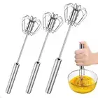 Stainless Steel Egg Milk Beater Tool Semi-automatic Whisk Mixer Balloon Kitche `
