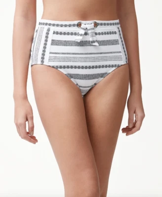 Tommy Bahama Sandbar Stripe Textured High-Waist Bikini Bottoms TSW20453B XL NWT