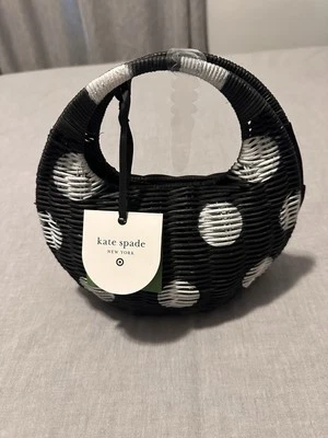 Kate Spade New York X Target Polka Dot Wicker Creacent Bag Black White NWT!