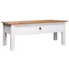 Coffee Table Sofa Lounge Side Lamp Storage Drawers Pine Wood White 100cm Panama