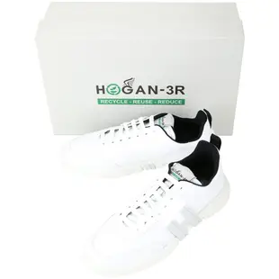 HOGAN 3R H 灰橡膠拼皮革繫帶運動鞋(男鞋/白色)