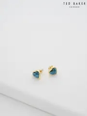 Ted Baker Gold Tone Faris: Faceted Stone Heart Stud Earrings (F08485) | $81