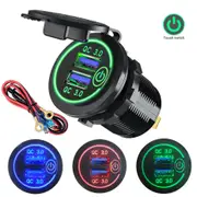 Car Dual USB 12V-24V Charger Quick Charge QC 3.0 Socket Power Outlet