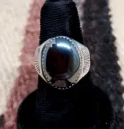 Navajo Ring Hematite Size 7.5 Sterling Silver Native American Vintage USA