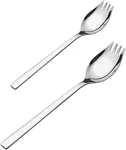 Alipis Elegant 2pcs Salad Spoons Set Stainless Steel Sporks Appetizer Forks Simple Kitchen Tableware Dinner Spoons