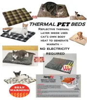 Pet CAT,Sm Dog Luxury THERMAL MAT BED PLAID-LEOPARD REVERSIBLE Fleece Crate WARM