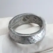 Muonionalusta meteorite carved ring, SIZE(US 11 ) meteorite ring, R2146