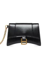 Balenciaga Hourglass Card Case with Chain in Black