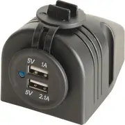 MP3616 Panel Mount Dual USB Charger Surface under Dash Panel Mount: 60(W) X 42(H)mm PANEL MOUNT