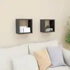 High Gloss Grey Wall Cube Shelves Set of 2 Modern Home Storage 26x15x26 cm